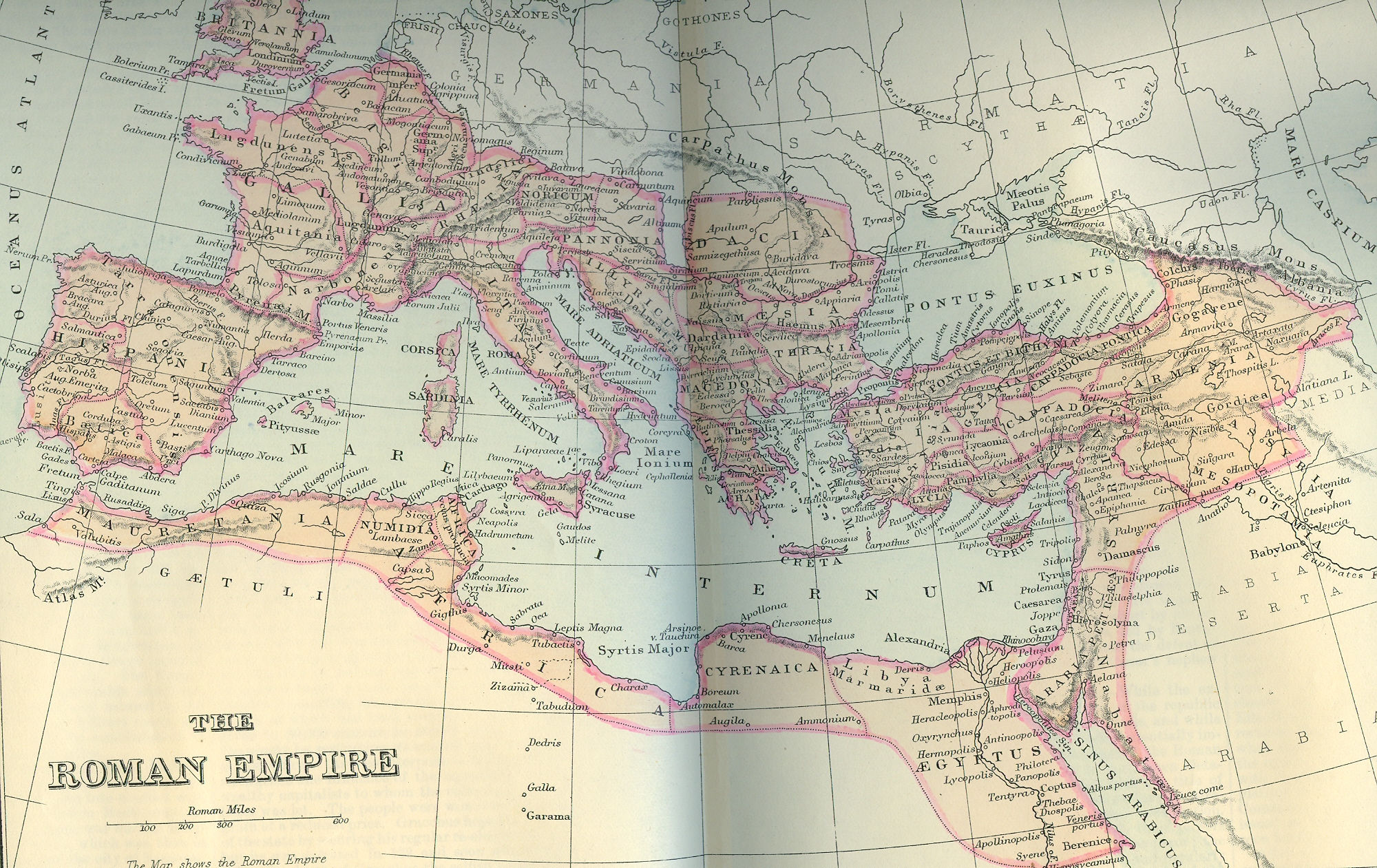map of the Roman Empire at its largest extent